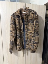 Giacca stampata marrone e blu