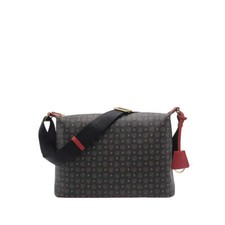 Pollini Borsa a Tracolla Heritage Stampa Monogram Nero-Rosso