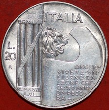 Italia 20 Lire 1928 R Anno VI