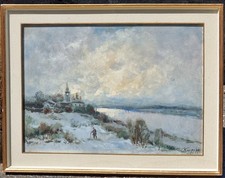 Ivan Karpoff ( Novocerkassk- Russia - 1898- Milano  1970 ) Paesaggio innevato. 