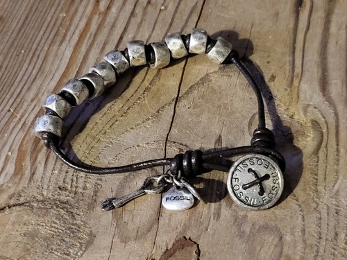 Bracciale uomo fossil perline - bracciale,