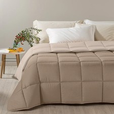 Trapunta matrimoniale microfibra Caleffi tortora moderna calda anallergica letto
