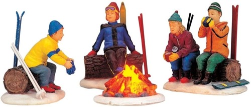 Lemax set skiers camp - of,