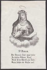 S. Rosa di Lima - Quadro devozionale XIX secolo - Quadro sacro - D051