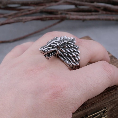 Anello testa lupo vichingo - testa,