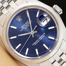 OROLOGIO ROLEX OYSTER PERPETUAL DATE 1500 BLU LUNETTA LISCIA ACCIAIO INOX 34MM