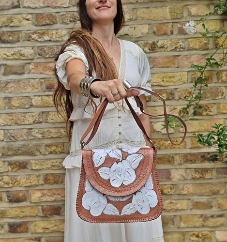 Borsa pelle rosa bianca - rosa,