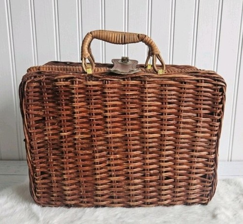 Vintage wicker picnic basket - vintage,