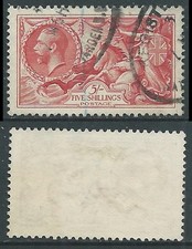1934 GREAT BRITAIN USED SEA HORSES SG 451 5s ROSE CARMINE