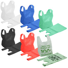 Gilet plastica porta sacchetti supermercati bancarelle bianco blu rosso verde nero