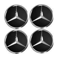 TAPPI COPRIMOZZO PER MERCEDES NERO CERCHI RUOTE CLASSE A B C E COMPATIBILE 75 MM