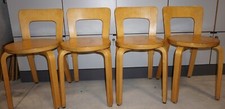 ARTEK ALVAR AALTO N 65 SERIE DI 4 SEDIE VINTAGE IN LEGNO CHIARO