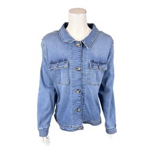 Giacca Denim & Co. Donna Easy Elasticizzata Utility Denim Lavaggio Leggero Taglia X-Large