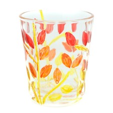 Vetro di Murano Colpo Rosso Giallo Arancione Dipinto a Mano Fiore Modello 57ml