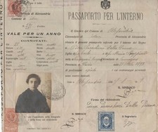 Passaporto per L'interno completo di Marche da Bollo 1918