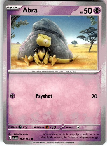 Abra mew 063 165 pokémon - abra, 063/165