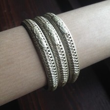 bracciali Indian Gold Plated Bangles size 2.4 - 155 mm placcato oro vintage