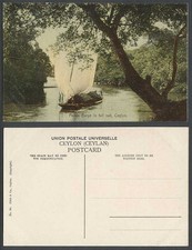 Ceylon Old Colour Postcard Padda Barge in Full Sail Native Sailing Boat on River