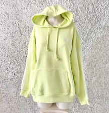 ADIDAS FELPA CON CAPPUCCIO GIALLO FLUO ACCESO BANDE BIANCHE OVERSIZE