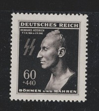 Germania WW2 Reinhard Heydrich francobollo maschera della morte 1944 MNH GG