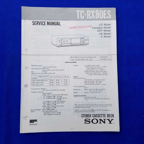 Sony rx80es manuale di - manuale,
