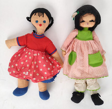 2 Bambole 40/44cm Panno Lenci