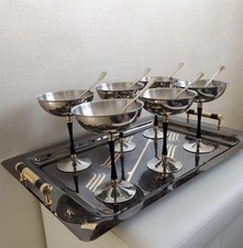Coppette macedonia Coppe gelato  da 6 persone bicchieri acciaio  Vassoio GIORINO