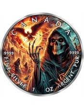 GRIM REAPER morte foglia d'acero Armageddon x 1 oncia moneta d'argento 5 $ Canada 2025