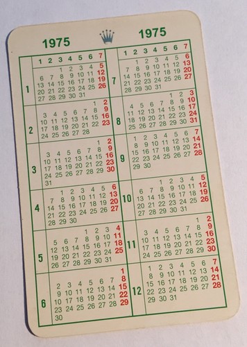 Rolex calendar 1975 - calendar,