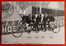 CARTOLINA BICI  CICLISMO QUADRUPLETTA PRIMI 900 COPIA RIPRODUZIONE