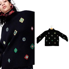Maglione Kenzo x H&M nero lana finto collo ricamato patch piccolo