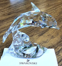 ? Statuina Cristallo Swarovski 1995 "Mare del Sud", grande, delfino su onda, nuova con scatola