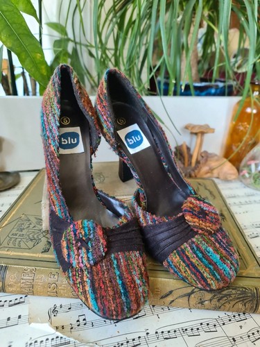 Blu scarpe donna stile vintage