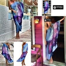 Vestito Caftano Copricostume Donna Monospalla Woman Kaftan Maxi Dress COV0216 B