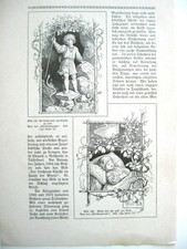 RAGAZZO CON CROCE E BAMBINO CHE DORME old print Germany antica stampa 1910
