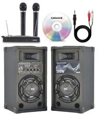 IMPIANTO KARAOKE : 2 CASSE AMPLIFICATE BLUETOOTH + MICROFONI WIRELESS + CAVO PC 