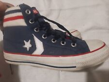 Converse alte con lacci raso blu e tessuto tela/spugna