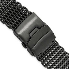 Maglia di squalo acciaio inox PVD 22mm nero con cinturino orologio subacqueo