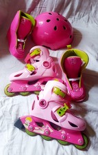 Bellissimo set Décathlon pattini rollerblade e caschetto bambina come nuovi