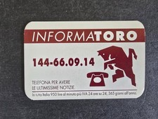 Informa Toro  Tessera pubblicitaria Torino Ac FC simbolo Barbero