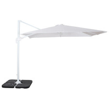 Ombrellone da Giardino 3X3 MT Base Decentrata Alluminio Telo Poliestere Bianco