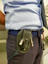 Porta chiave tripla ferroviaria e pinza CT capotreno cintura custodia fondina