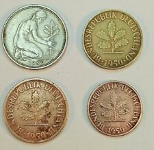 Lotto 4 Monete 1-2-5-50 Pfennig Tedeschi 1950