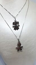 CIONDOLO BIMBA BIMBO BEBÈ GIRL BOY ARGENTO 925 RODIATO COLLANA CM 45
