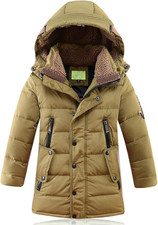 Giubbotto Da Bambino Ragazzo Cappotto Lungo Invernale Con Cappuccio Staccabile i