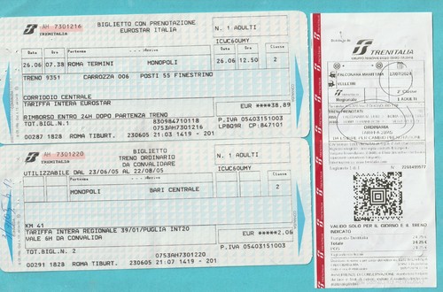 Biglietti treno - biglietti, (8,