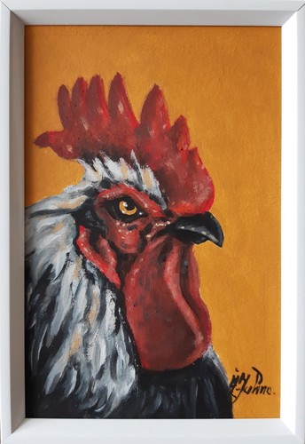 Gallo dipinto olio - dipinto,