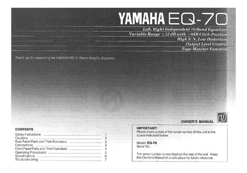 Yamaha equalizer owners - equalizer,