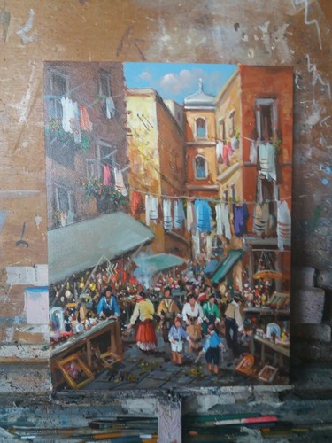 Dipinto mercatino napoletano - mercatino,