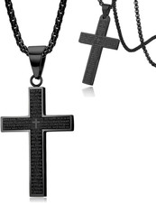 Crocifisso Collana Uomo - Croce Singolo Acciaio Inossidabile, Resistente Allo Sb